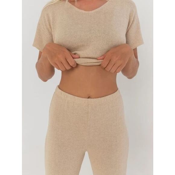 Indigo Luna Helga Pants Almond Medium 100% Organic Cotton Yoga Pants - Picture 8 of 16